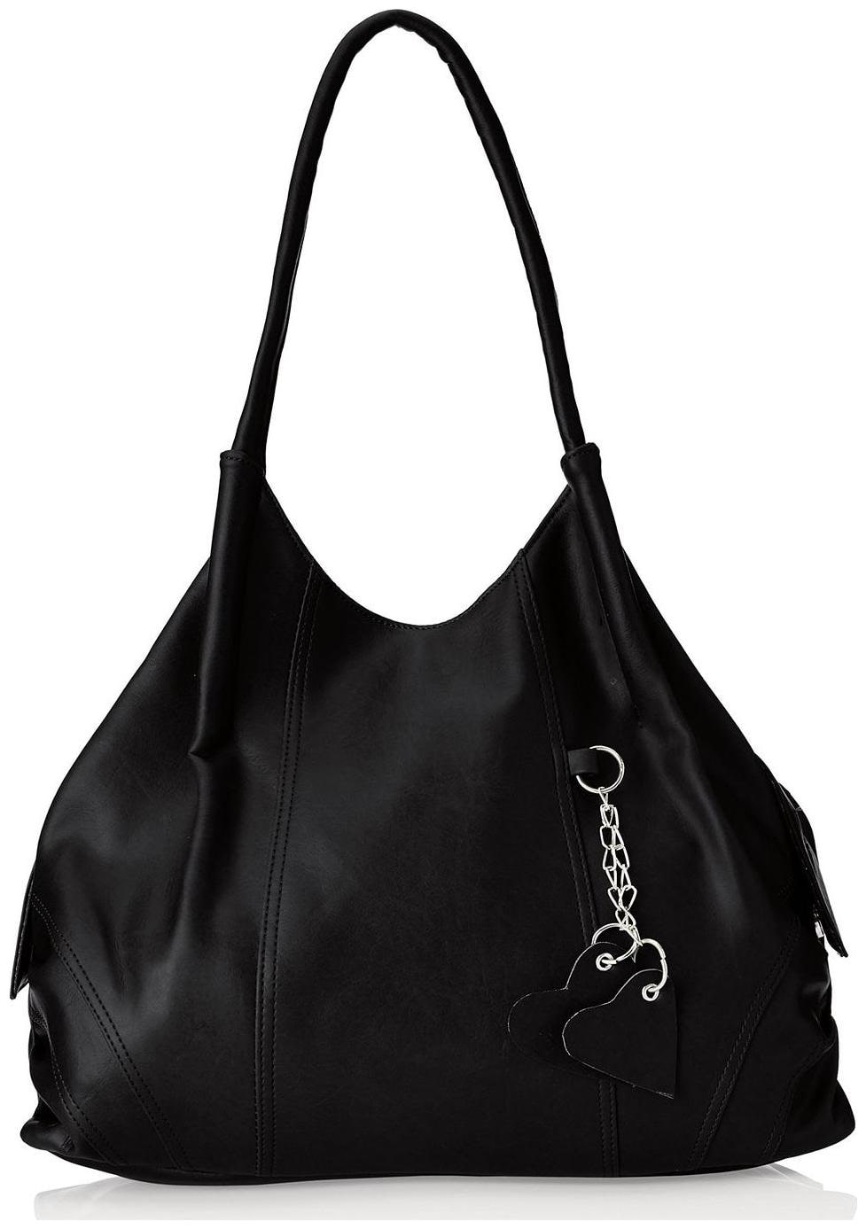 

FOSTELO Black Faux Leather Handheld Bag