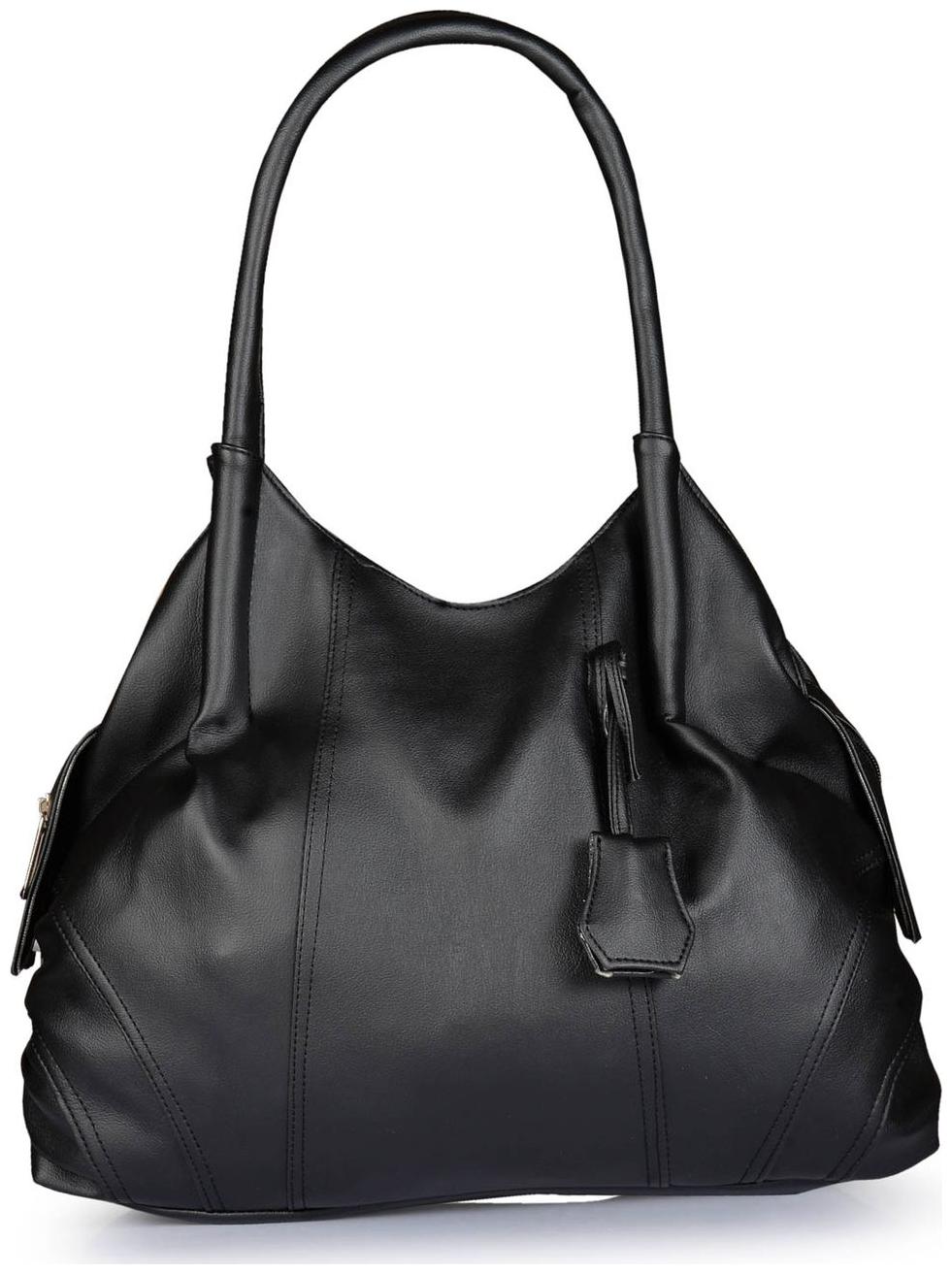 

FOSTELO Black Faux Leather Handheld Bag