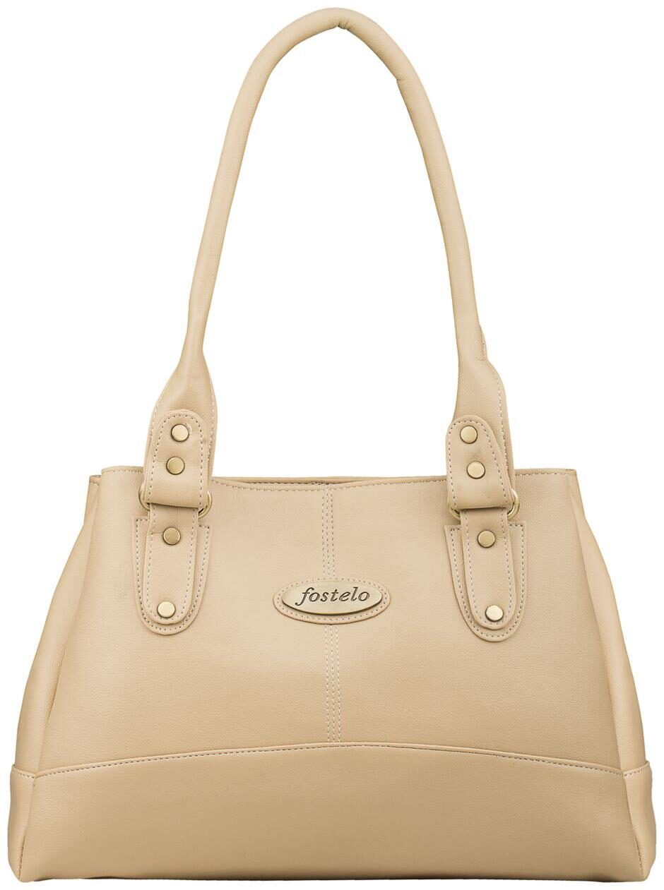 

FOSTELO Beige Faux Leather Handheld Bag