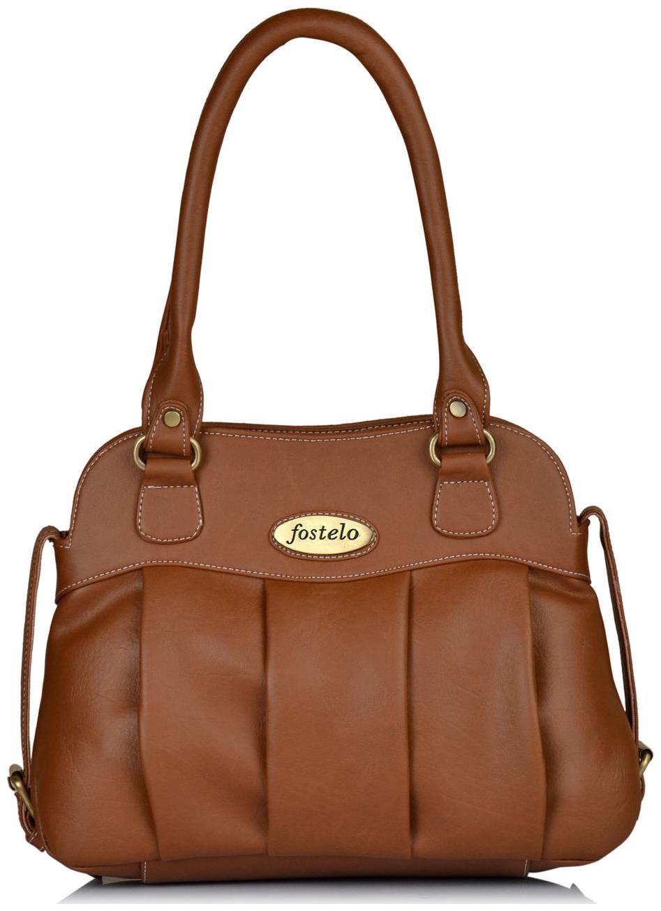 

FOSTELO Tan Faux Leather Handheld Bag
