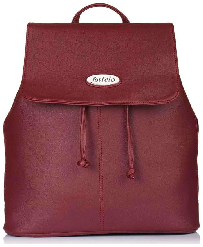 

FOSTELO Maroon Faux Leather Handheld Bag