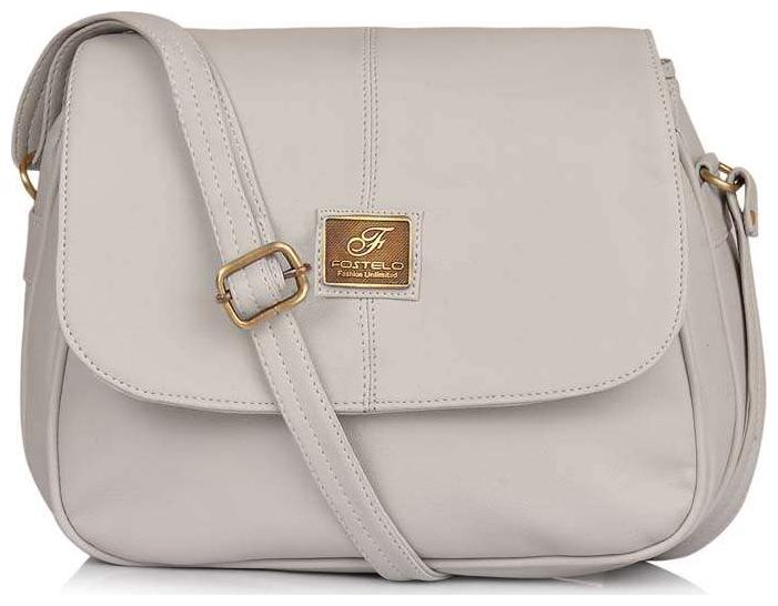 

FOSTELO Grey Faux Leather Handheld Bag
