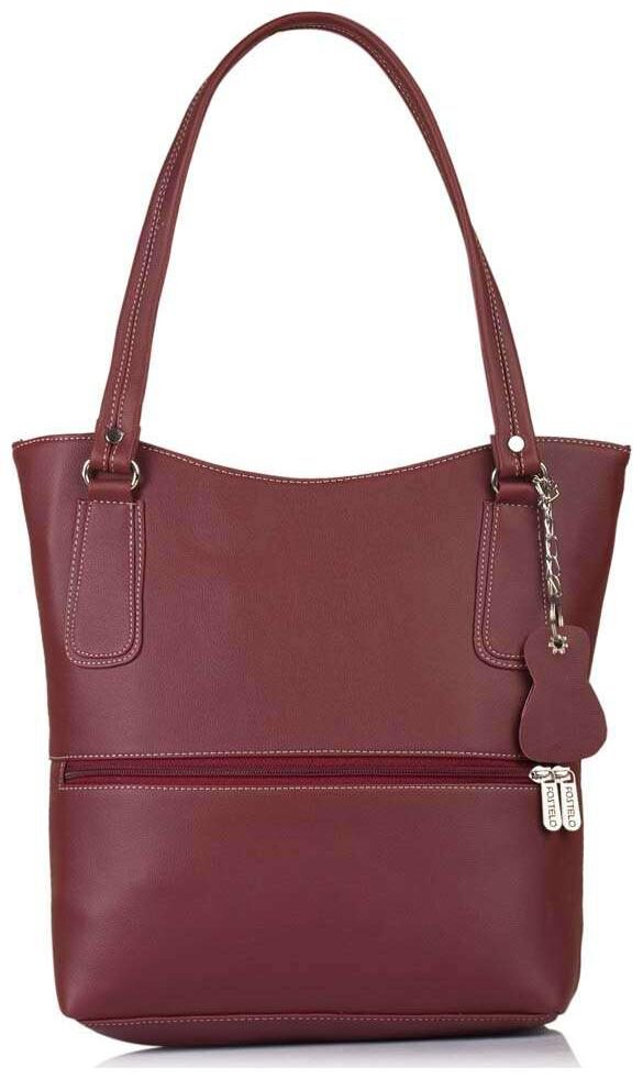 

FOSTELO Maroon Faux Leather Handheld Bag
