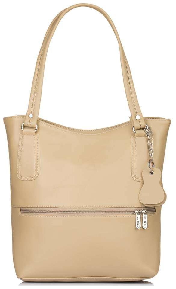 

FOSTELO Beige Faux Leather Handheld Bag