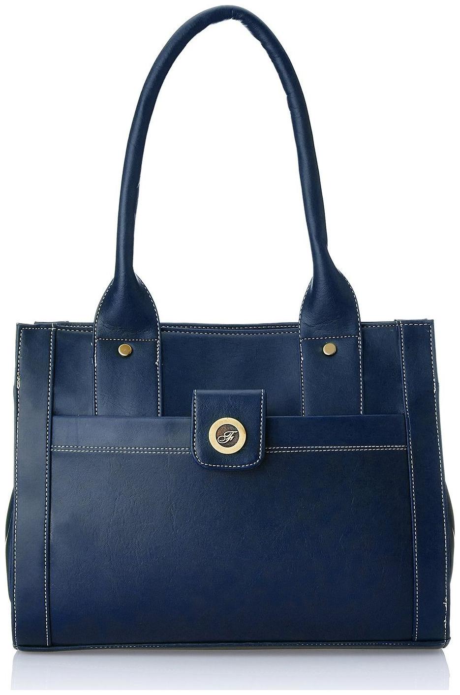 

FOSTELO Blue Faux Leather Handheld Bag