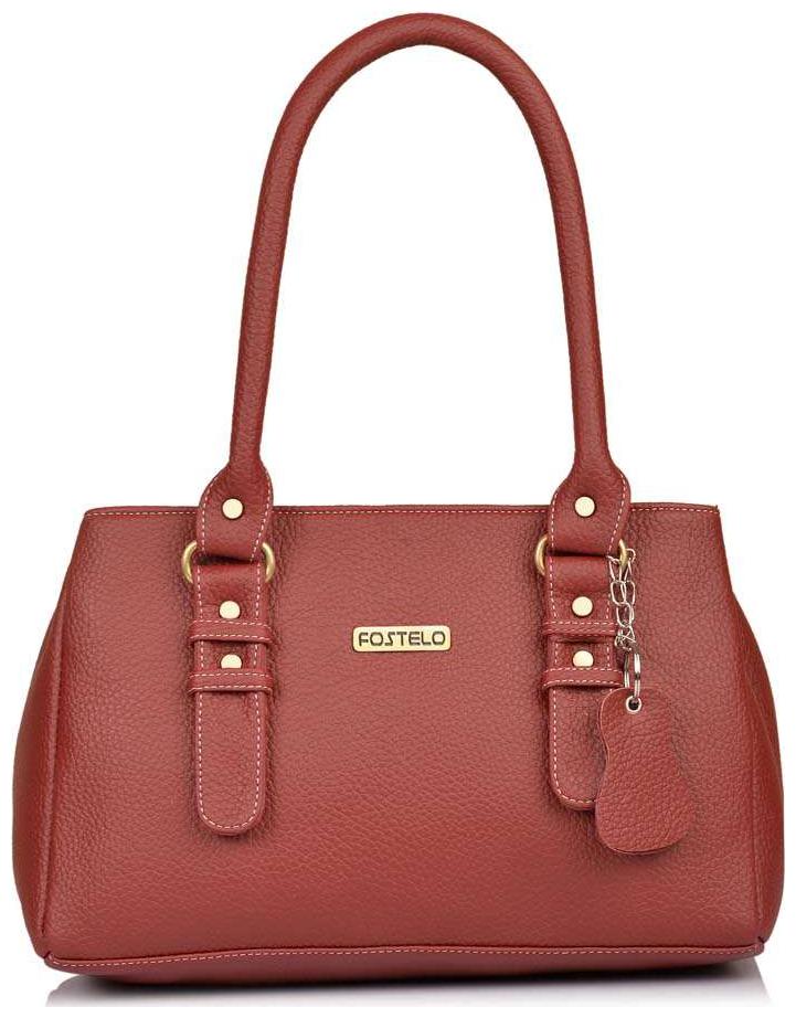 

FOSTELO Maroon Faux Leather Handheld Bag