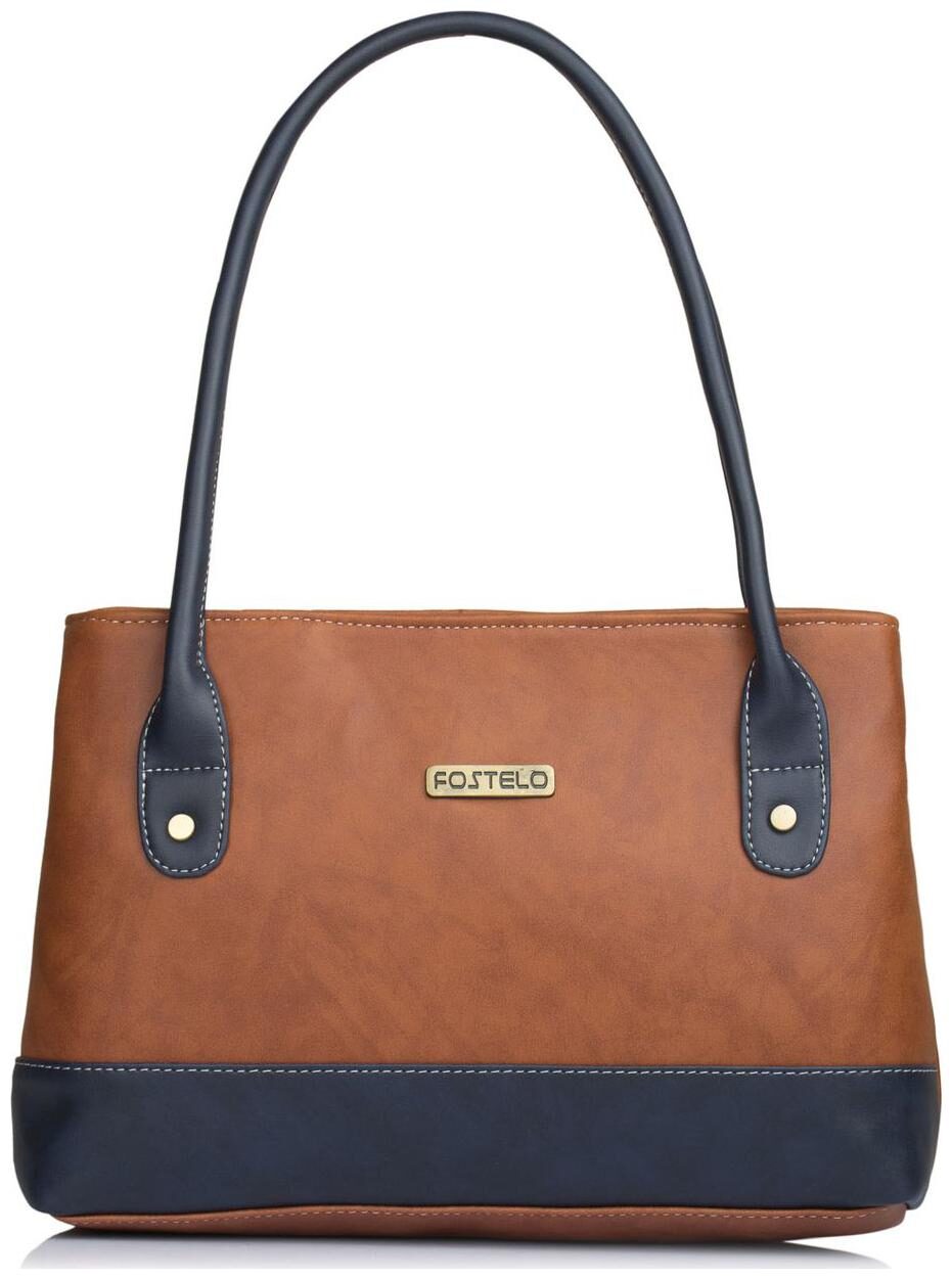 

FOSTELO Tan Faux Leather Handheld Bag