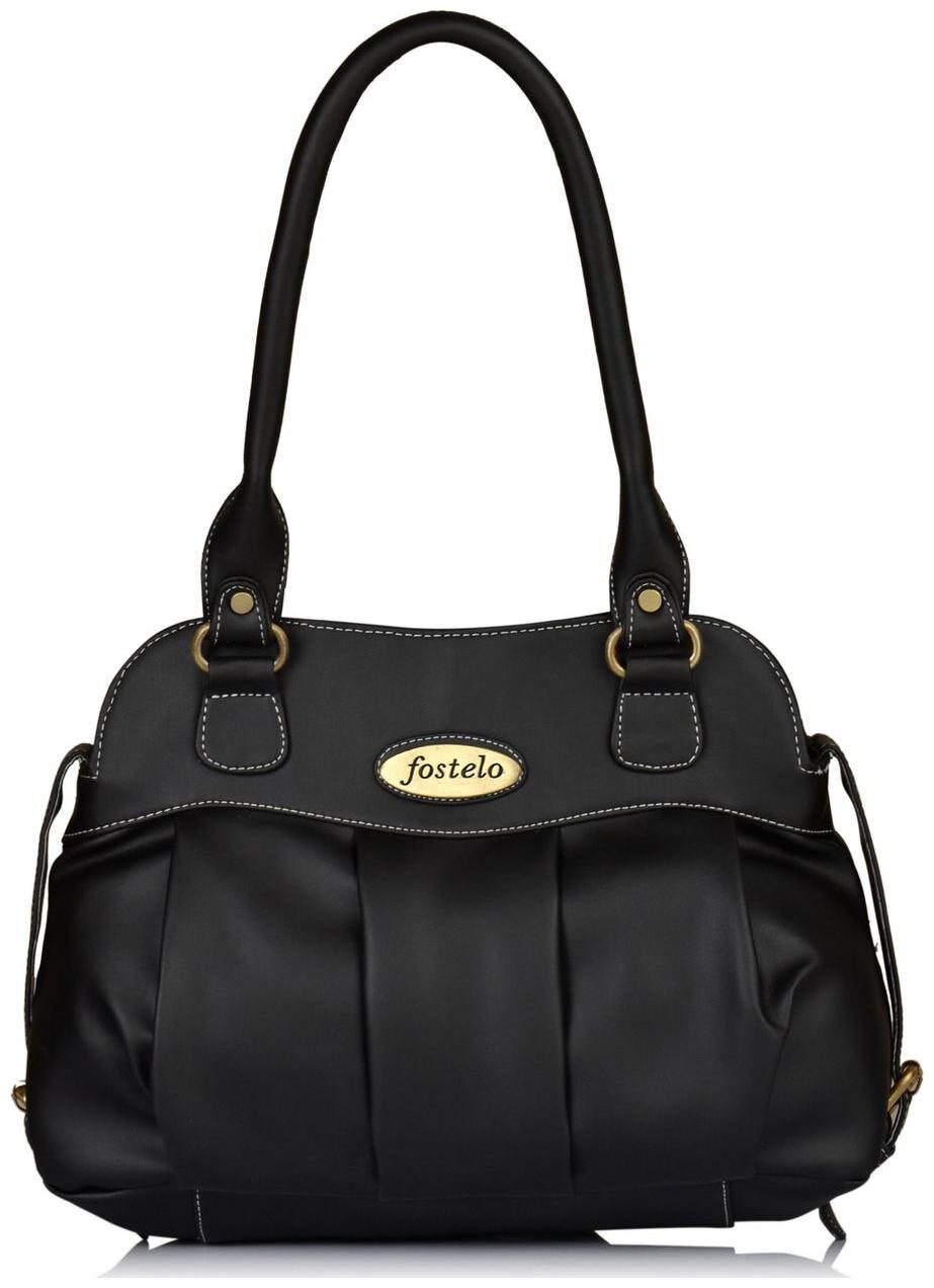 

FOSTELO Black Faux Leather Handheld Bag
