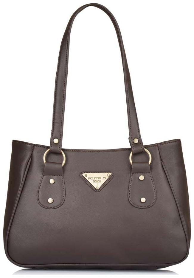 

FOSTELO Brown Faux Leather Handheld Bag