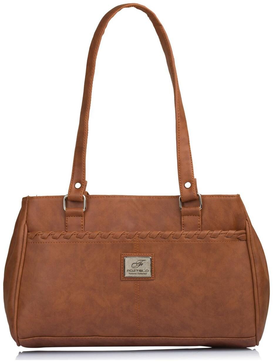 

FOSTELO Tan Faux Leather Handheld Bag