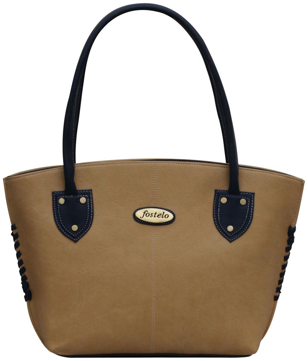 

FOSTELO Beige Faux Leather Handheld Bag