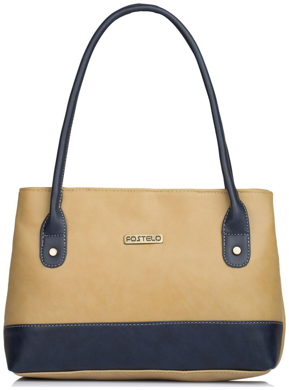 

FOSTELO Beige Faux Leather Handheld Bag