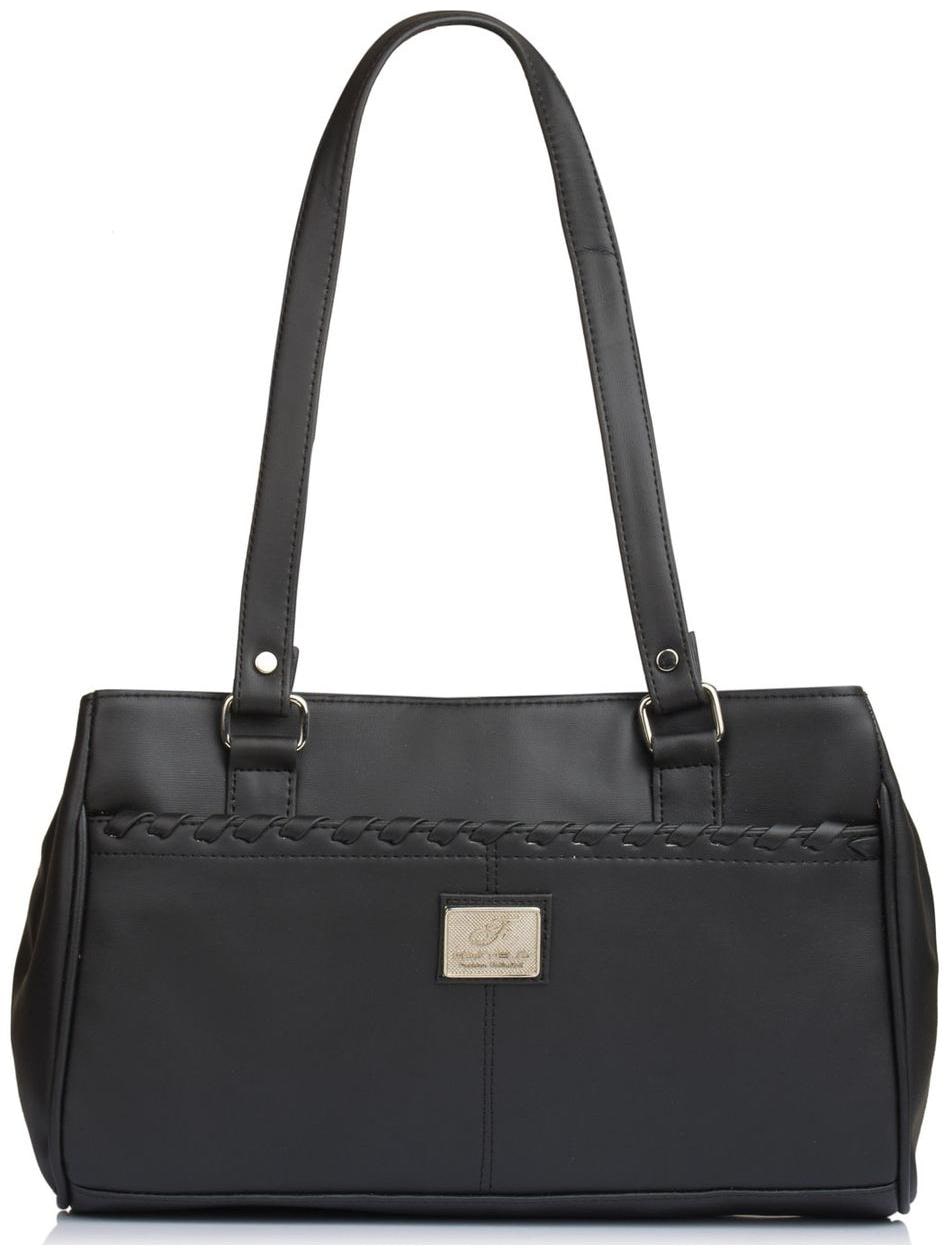 

FOSTELO Black Faux Leather Handheld Bag