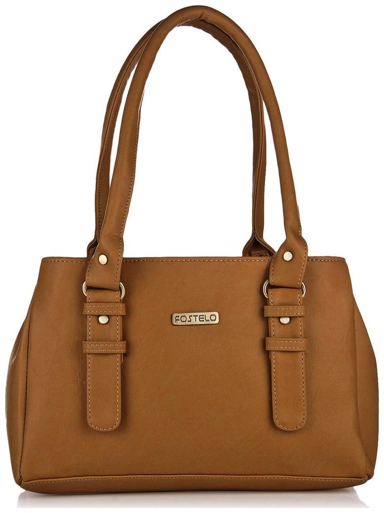 

FOSTELO Tan Faux Leather Handheld Bag