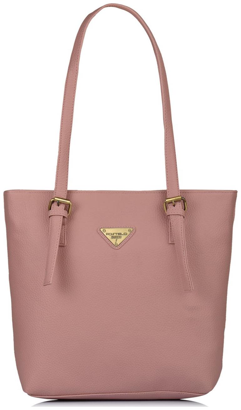 

FOSTELO Pink Faux Leather Handheld Bag