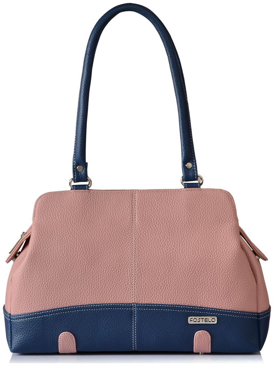 

FOSTELO Pink Faux Leather Handheld Bag
