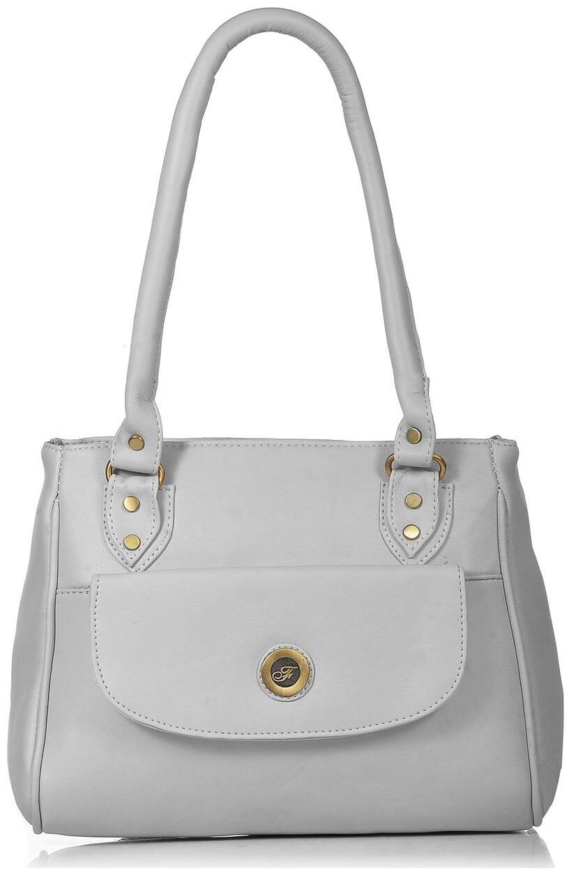 

FOSTELO Grey Faux Leather Handheld Bag