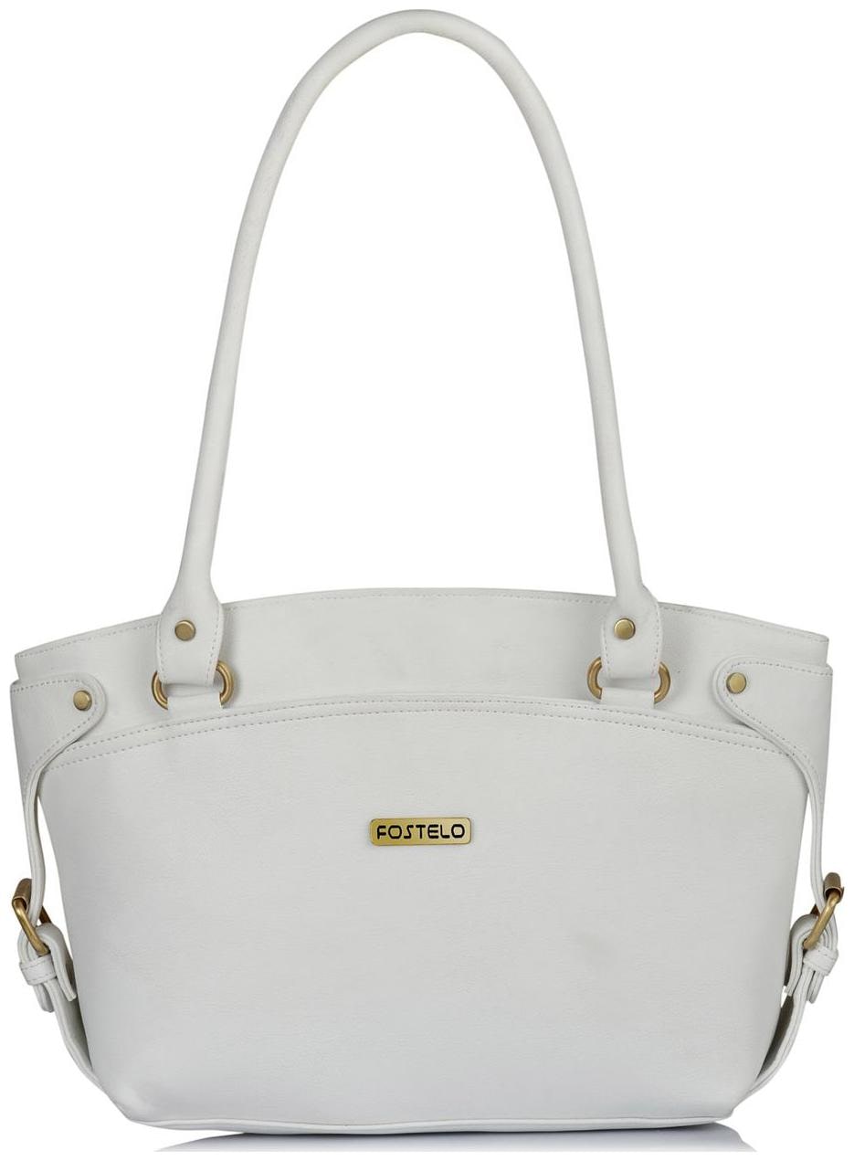 

FOSTELO White Faux Leather Handheld Bag