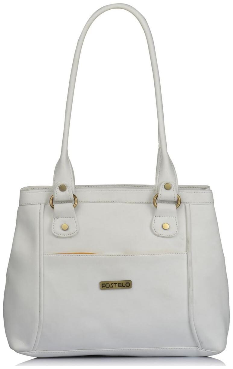

FOSTELO White Faux Leather Handheld Bag