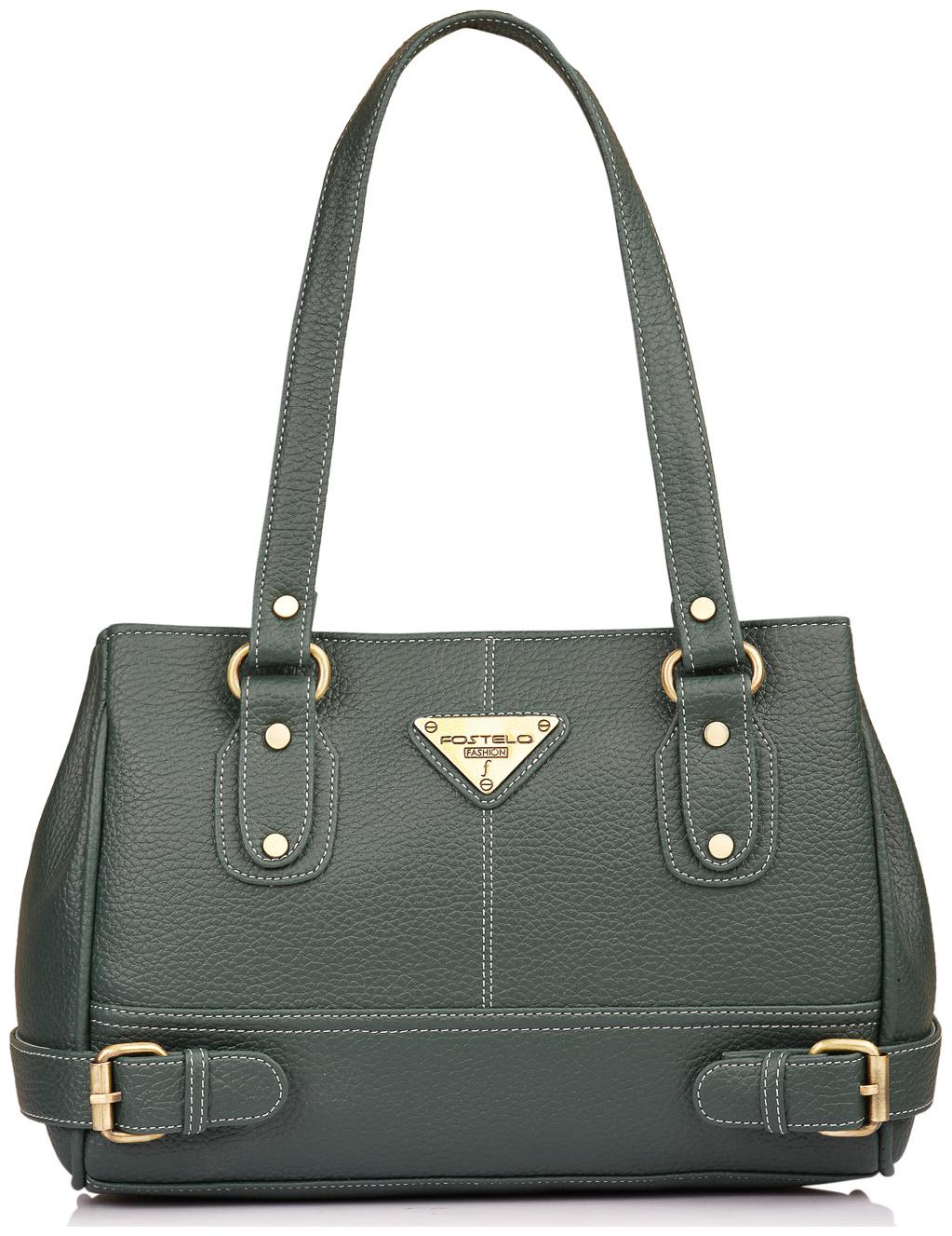 

FOSTELO Green Faux Leather Handheld Bag