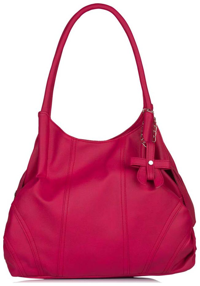 

FOSTELO Pink Faux Leather Handheld Bag