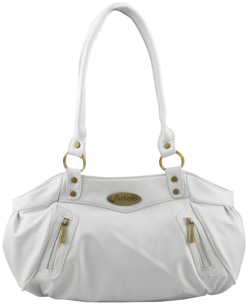 

FOSTELO White Faux Leather Handheld Bag