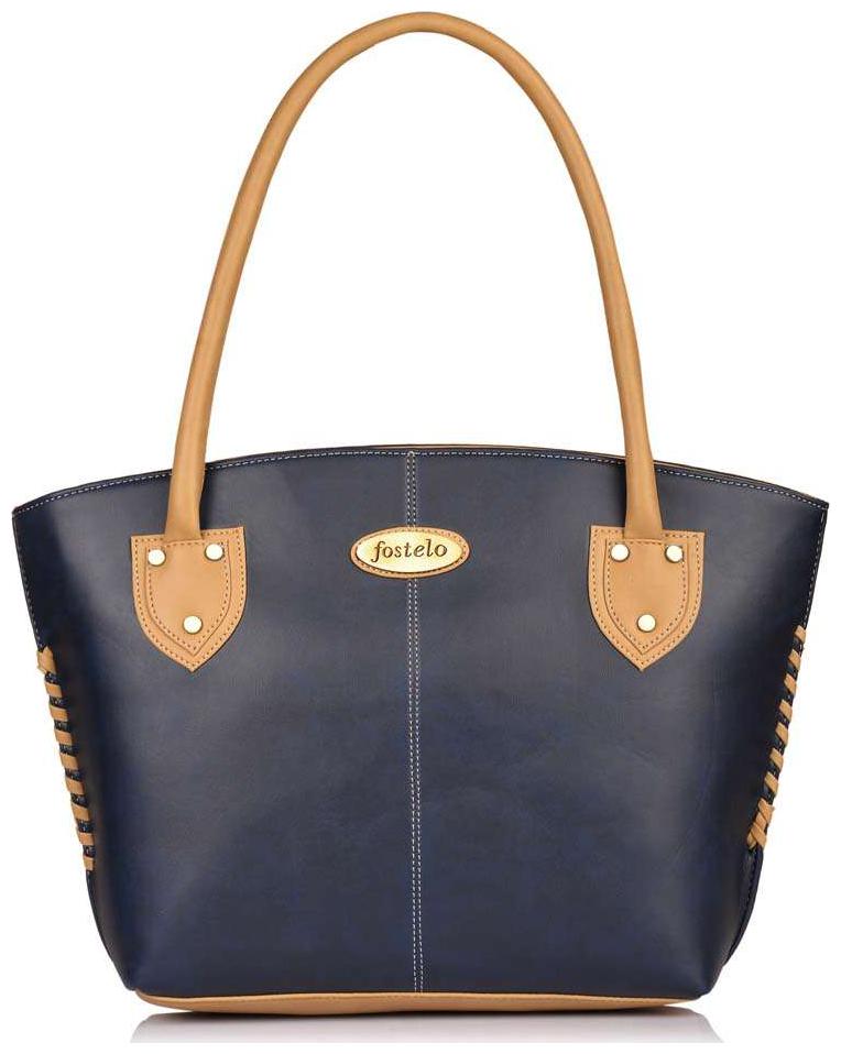 

FOSTELO Blue Faux Leather Handheld Bag