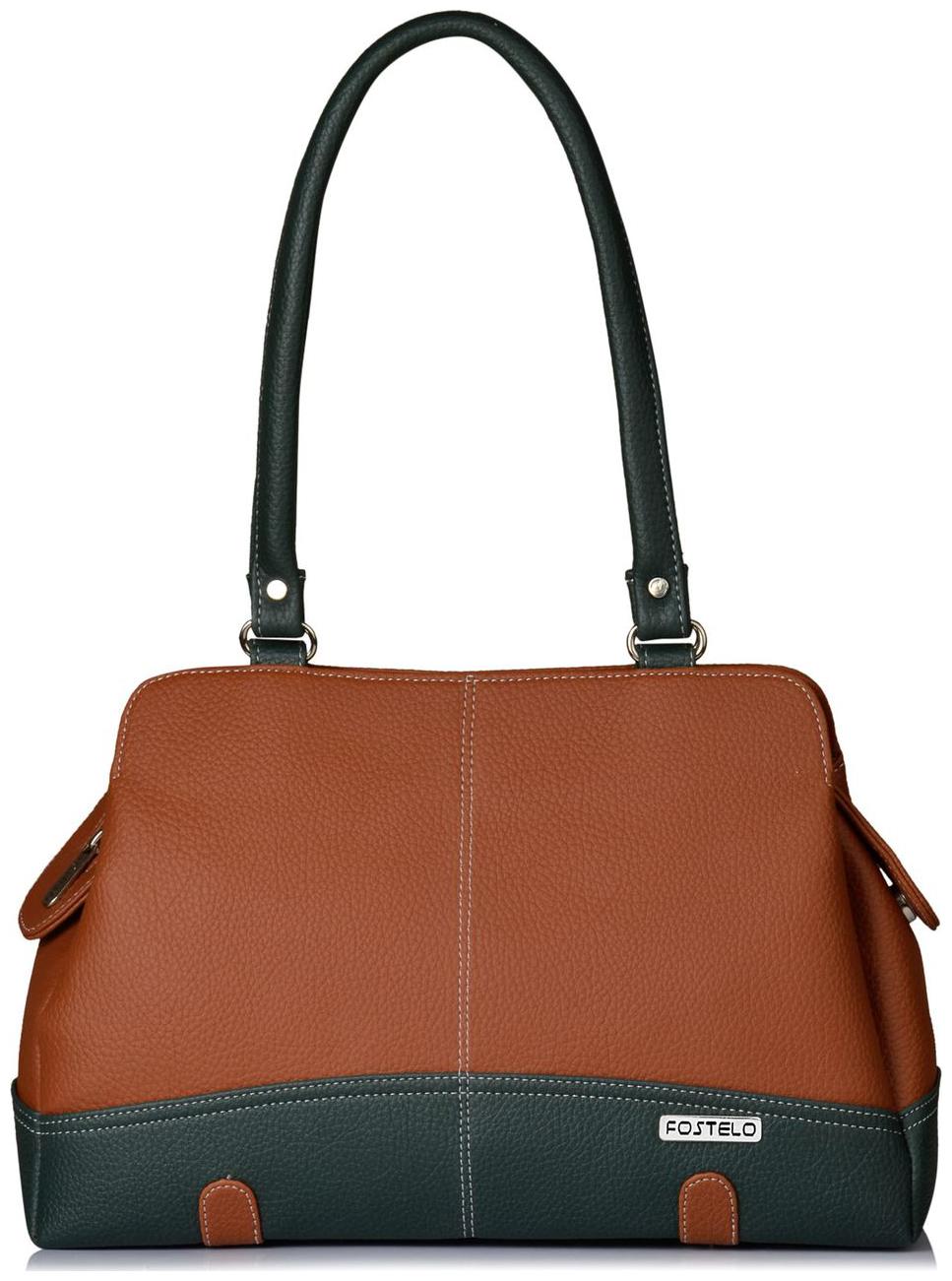 

FOSTELO Tan Faux Leather Handheld Bag