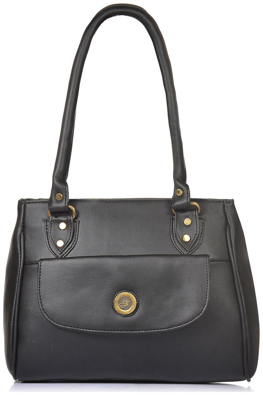 

FOSTELO Black Faux Leather Handheld Bag