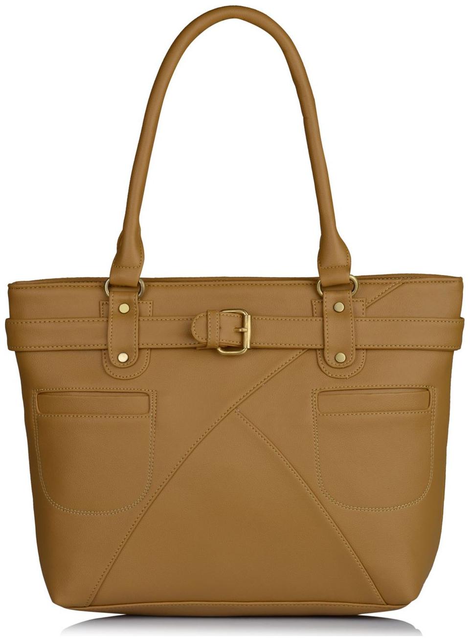 

FOSTELO Beige Faux Leather Handheld Bag