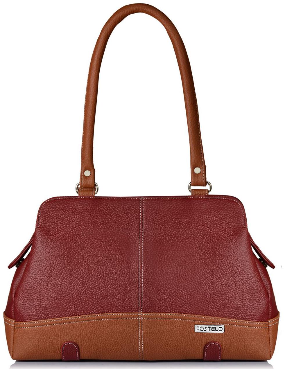 

FOSTELO Maroon Faux Leather Handheld Bag