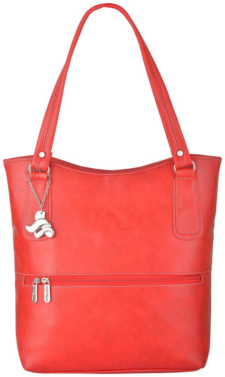 

FOSTELO Red Faux Leather Handheld Bag