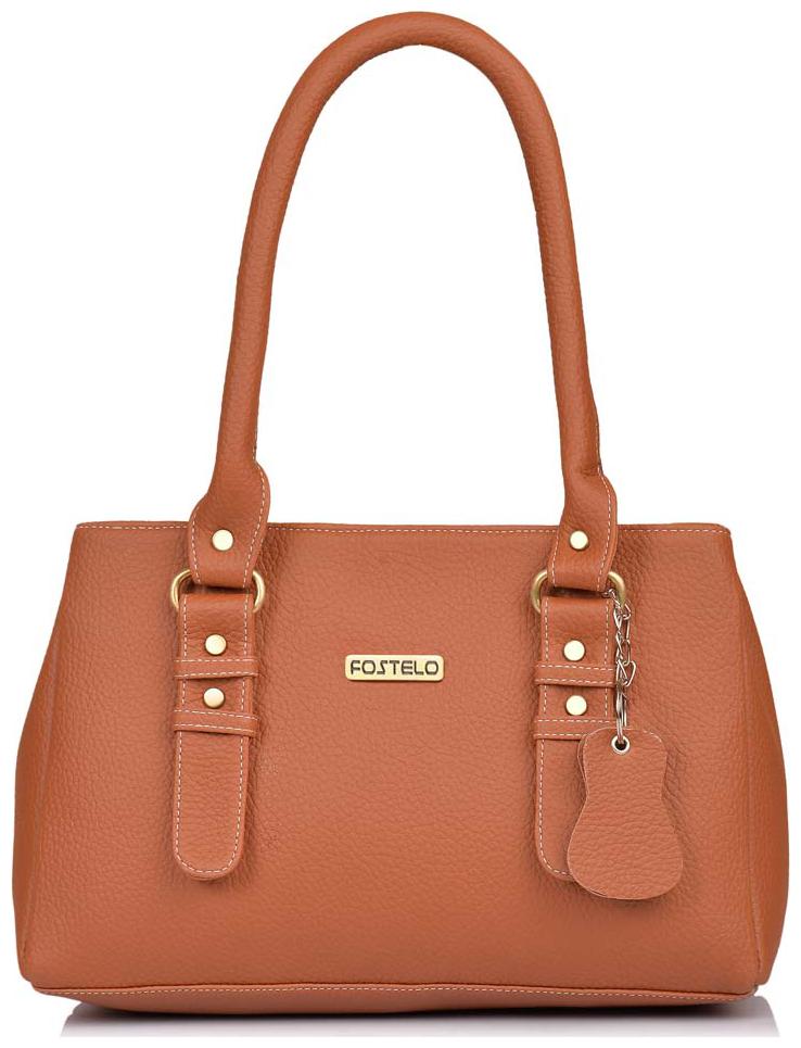 

FOSTELO Tan Faux Leather Handheld Bag
