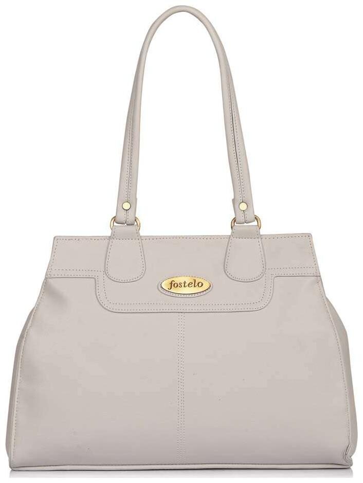 

FOSTELO Grey Faux Leather Handheld Bag