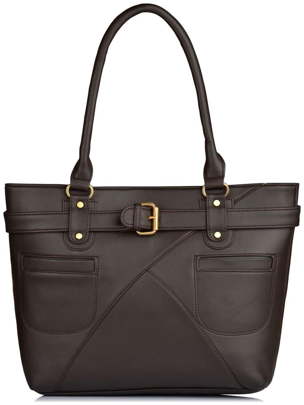 

FOSTELO Brown Faux Leather Handheld Bag