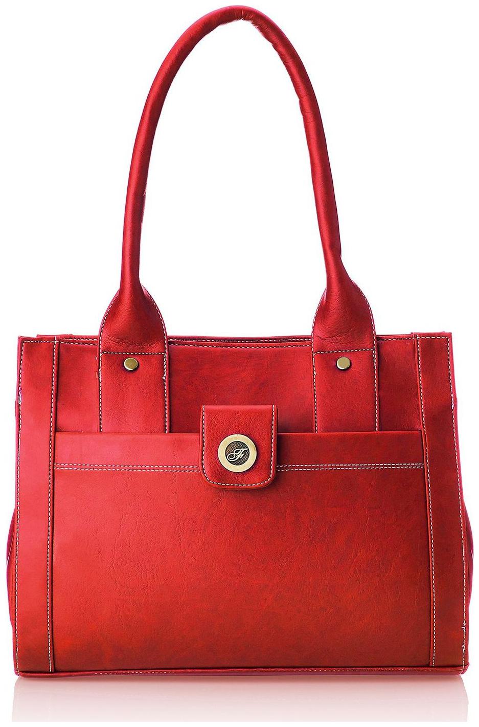 

FOSTELO Red Faux Leather Handheld Bag