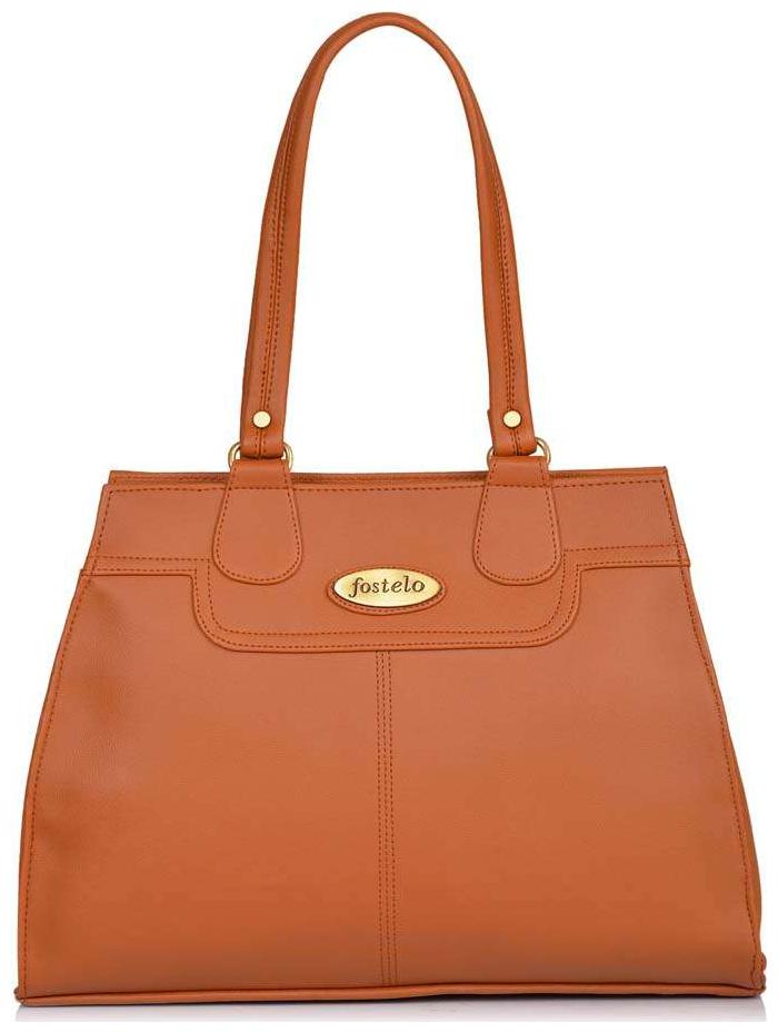 

FOSTELO Tan Faux Leather Handheld Bag