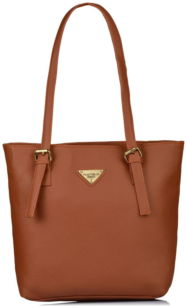 

FOSTELO Tan Faux Leather Handheld Bag