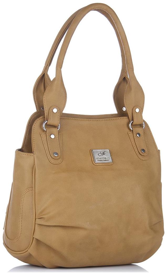 

FOSTELO Beige Faux Leather Handheld Bag