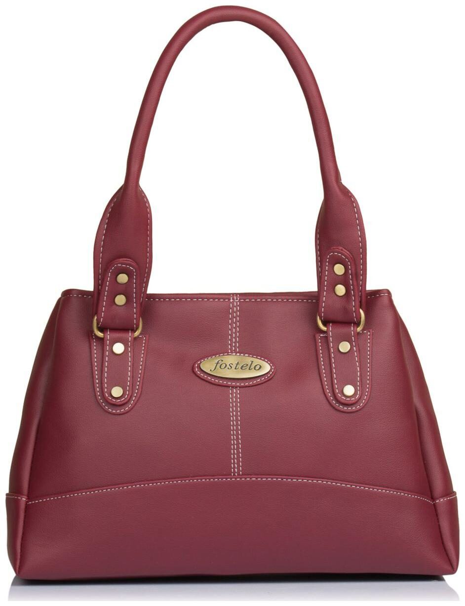 

FOSTELO Maroon Faux Leather Handheld Bag