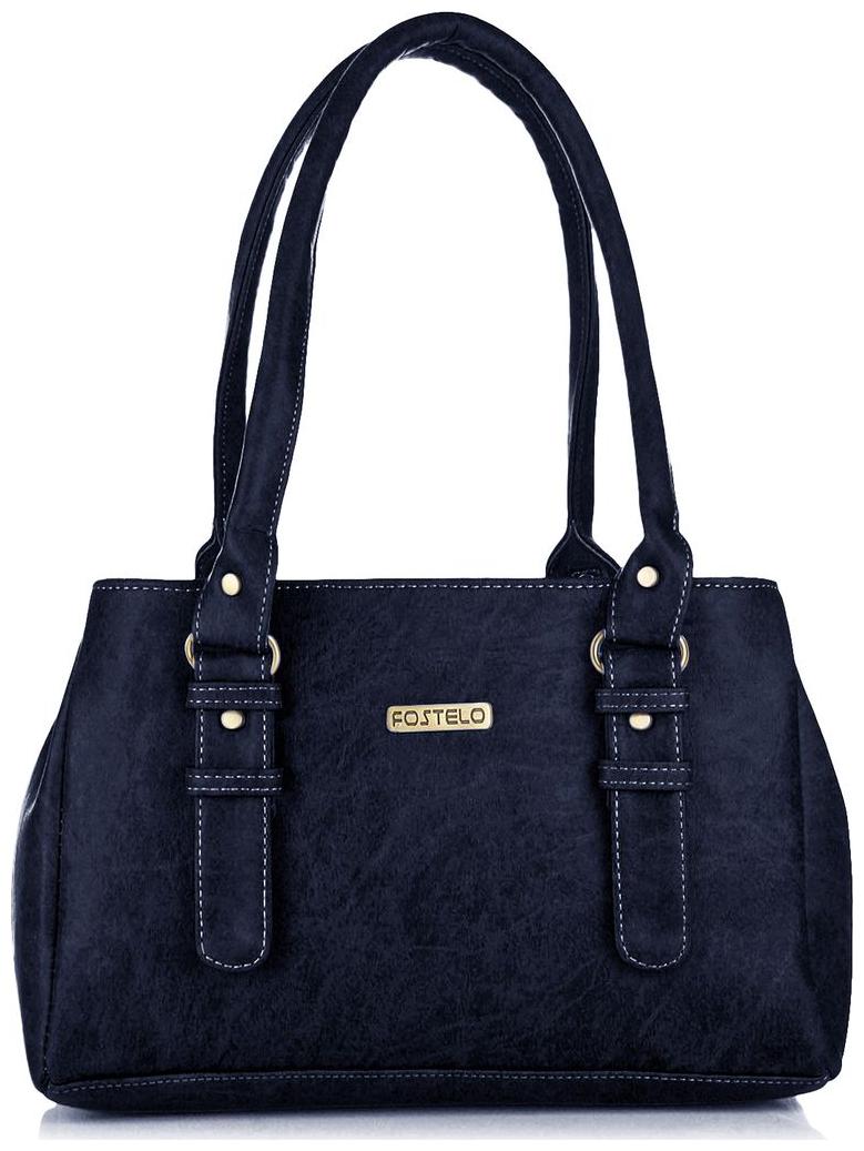 

FOSTELO Blue Faux Leather Handheld Bag