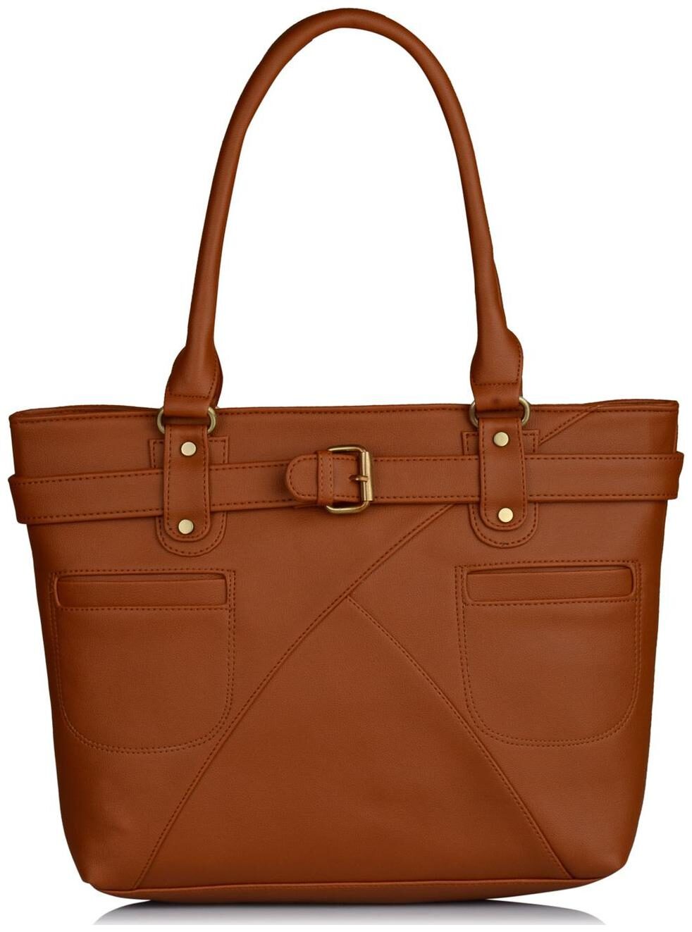 

FOSTELO Tan Faux Leather Handheld Bag