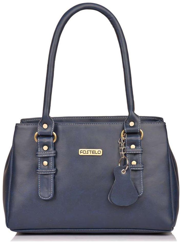 

FOSTELO Blue Faux Leather Handheld Bag