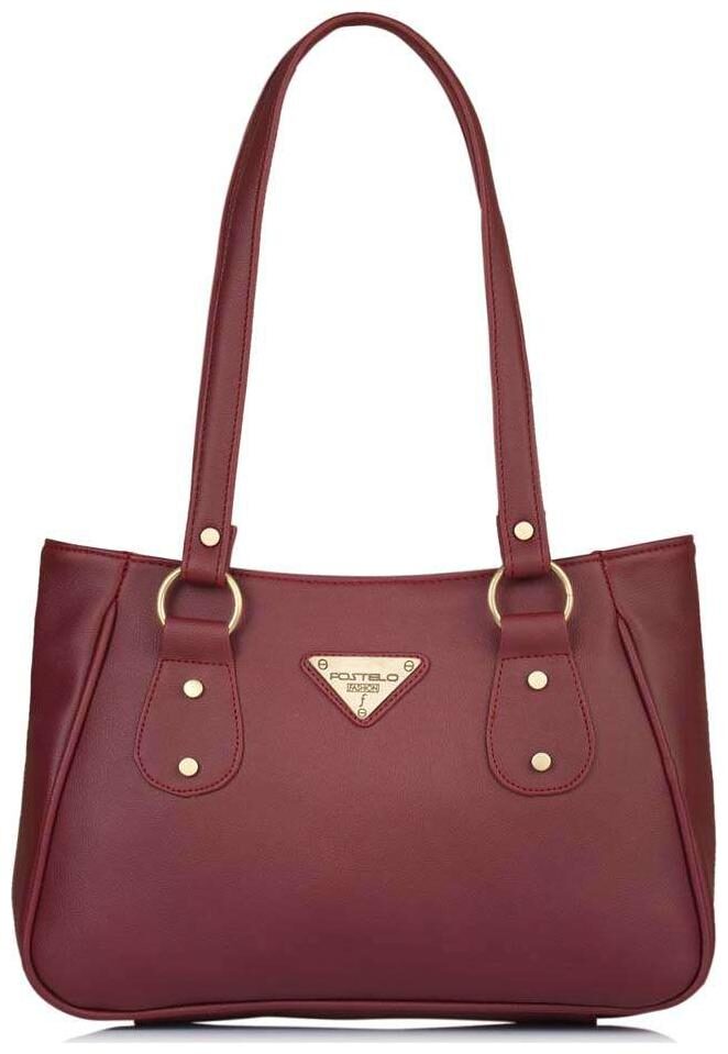 

FOSTELO Maroon Faux Leather Handheld Bag
