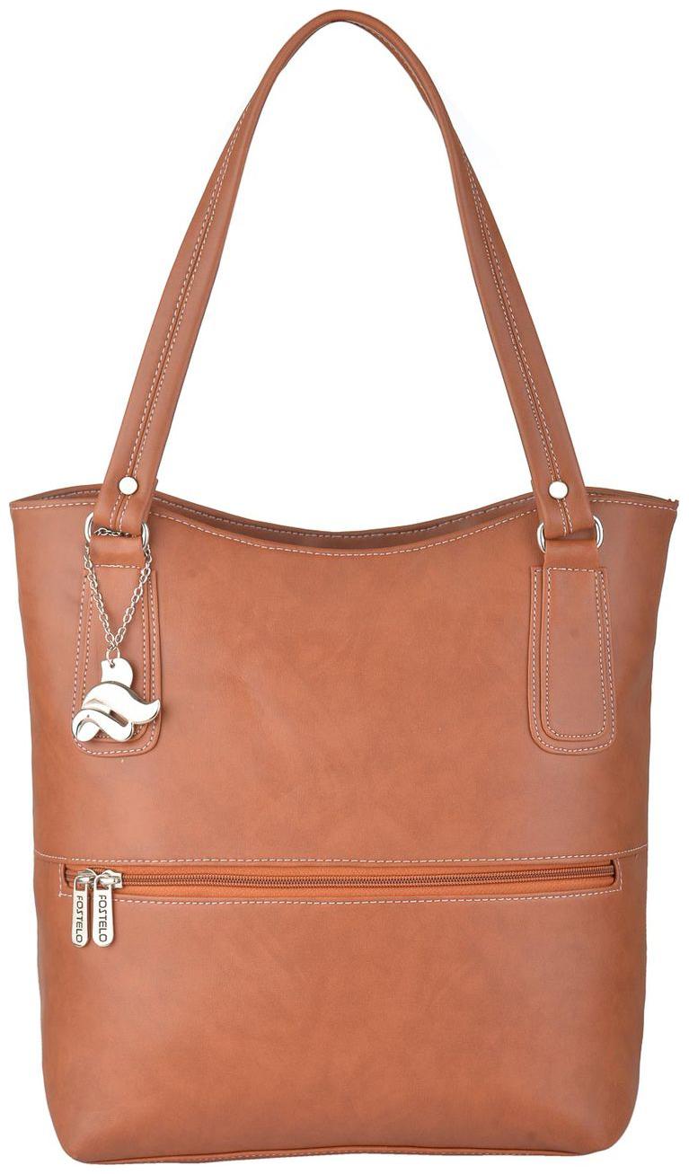 

FOSTELO Tan Faux Leather Handheld Bag