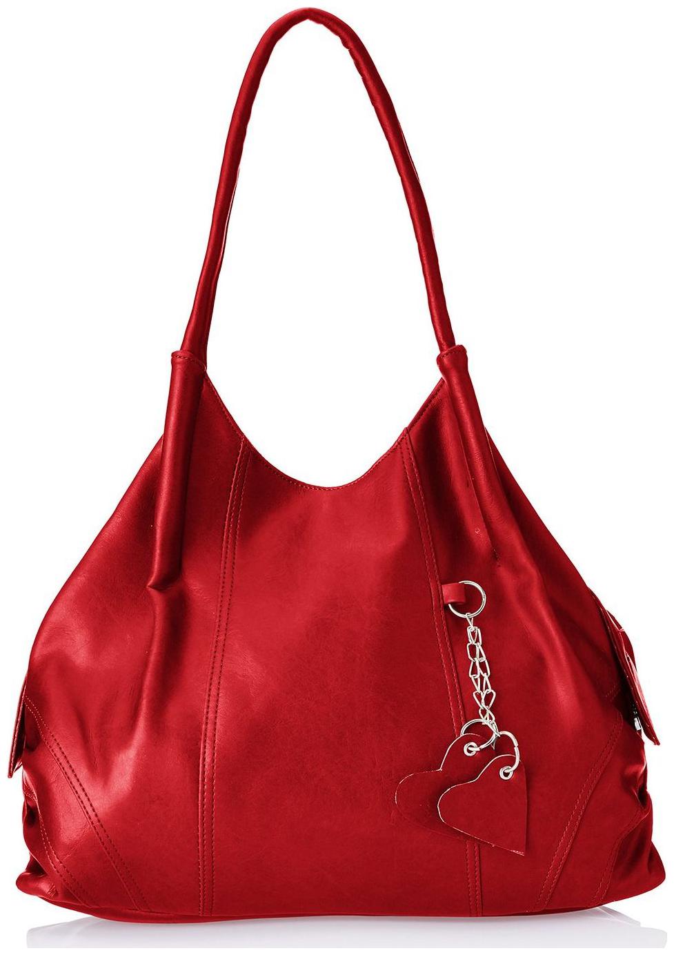 

FOSTELO Red Faux Leather Handheld Bag