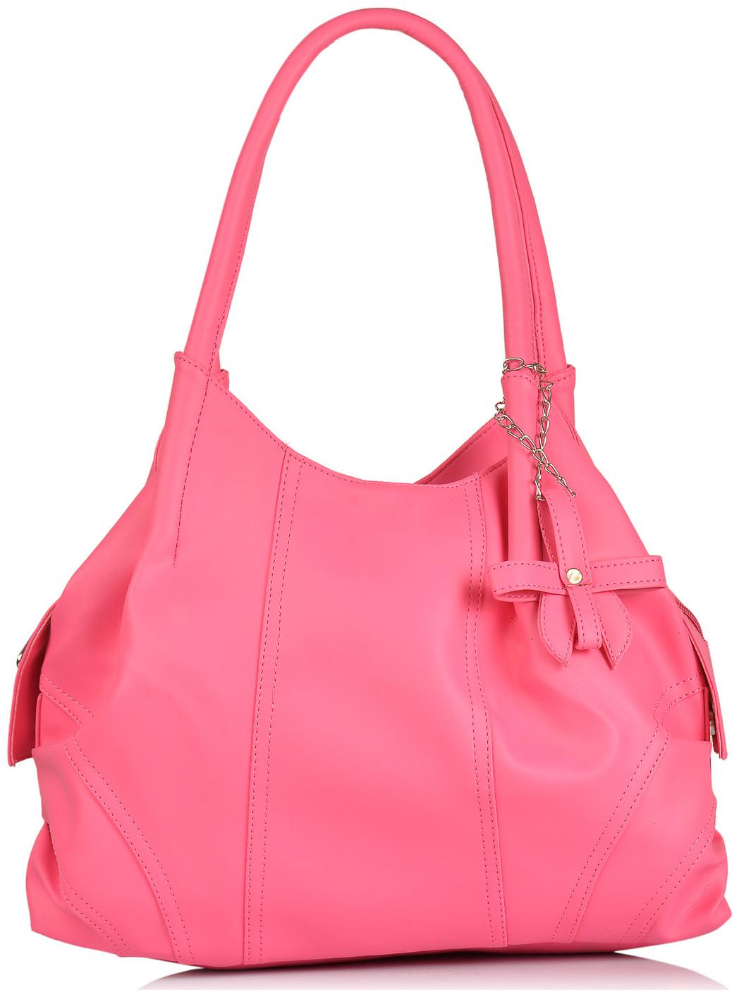 

FOSTELO Pink Faux Leather Handheld Bag