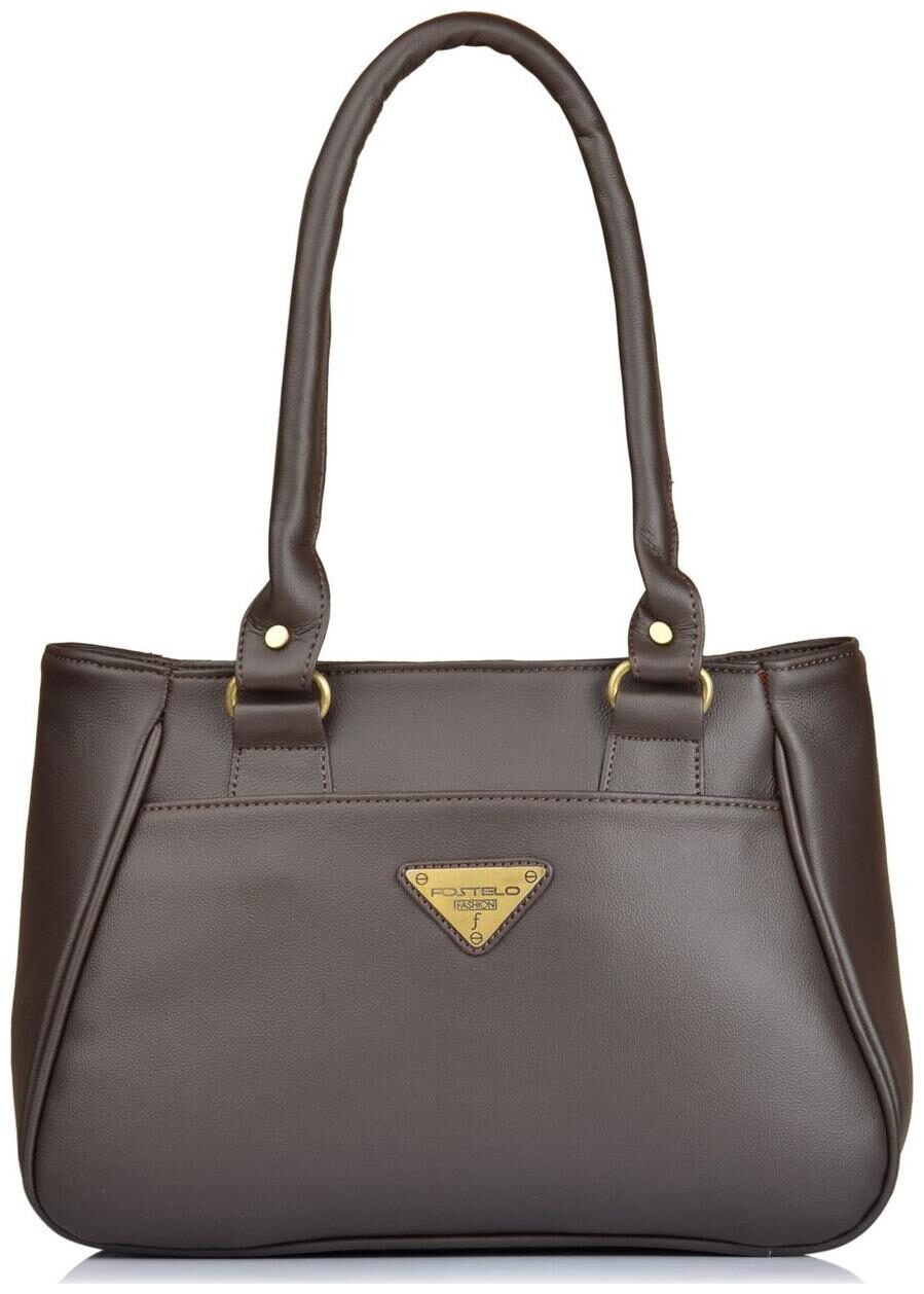 

FOSTELO Brown Faux Leather Handheld Bag
