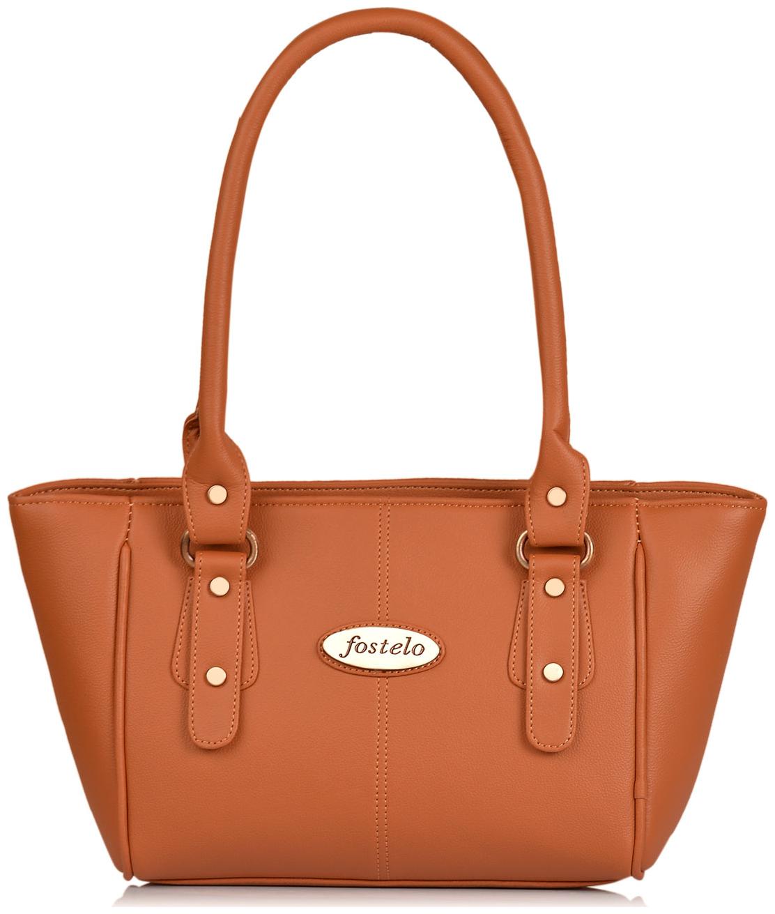

FOSTELO Tan Faux Leather Handheld Bag