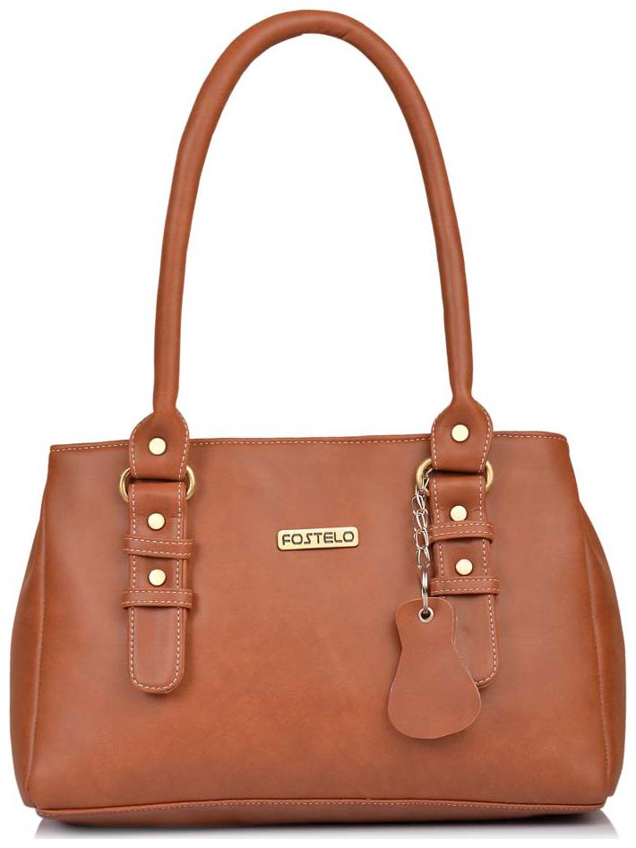 

FOSTELO Tan Faux Leather Handheld Bag